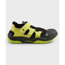 Pine Kids Velcro Closure Solid Sandals With Logo Print - Green