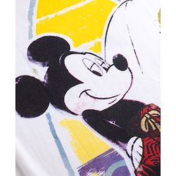 Pine Kids Disney Single Jersey Knit Half Sleeves T-Shirt with  Front & Back Mickey Mouse Graphic - White