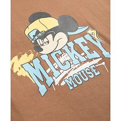 Pine Kids Disney Single Jersey Knit Half Sleeves Front & Back Mickey Mouse Printed T-Shirt - Tan