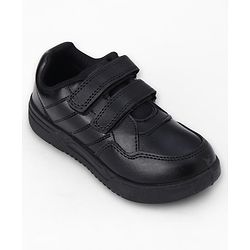 Pine Kids Velcro Closure Solid School Shoes - Black