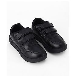 Pine Kids Velcro Closure Solid School Shoes - Black