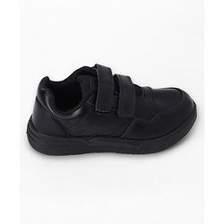 Pine Kids Velcro Closure Solid School Shoes - Black