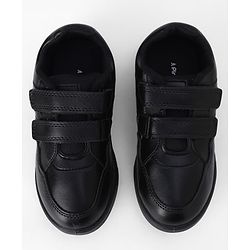 Pine Kids Velcro Closure Solid School Shoes - Black