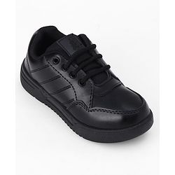 Pine Kids Velcro Closure Solid School Shoes - Black