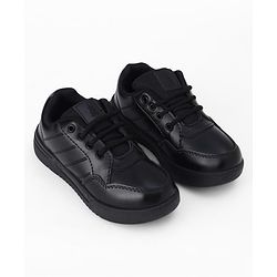 Pine Kids Velcro Closure Solid School Shoes - Black
