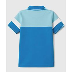 Pine Kids Cotton Knit Half Sleeves Polo T-Shirt With Game On Print - Light Blue
