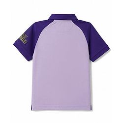 Pine Kids Cotton Knit Half Sleeves Polo T-Shirt With 33 Embroidery &Patch - Lilac