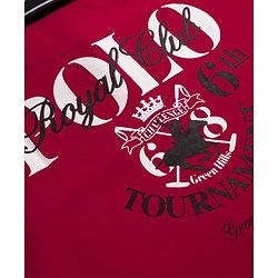 Pine Kids Cotton Knit Half Sleeves Polo T-Shirt with Polo Club Print - Maroon