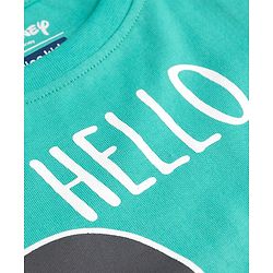Pine Kids Disney Single Jersey Knit Full Sleeves T-Shirt & Pyjama Night Suit with Mickey Mouse Graphic - Mint
