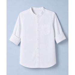 Pine Kids Cotton Woven Solid Shirt with Full Sleeves in White for 4-5 Years