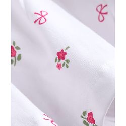 Pine Kids Cotton Knit Half Sleeves One Piece Dress With Floral Print - White