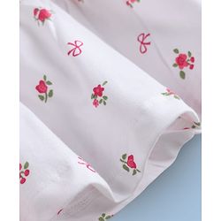 Pine Kids Cotton Knit Half Sleeves Frock with Floral Print - White