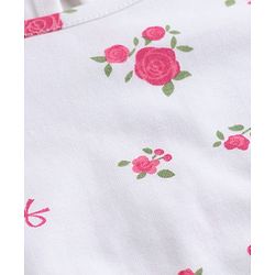 Pine Kids Cotton Knit Half Sleeves Frock with Floral Print - White