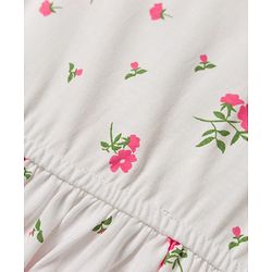 Pine Kids 100% Cotton Knit Half Sleeves Floral Printed Frock - White