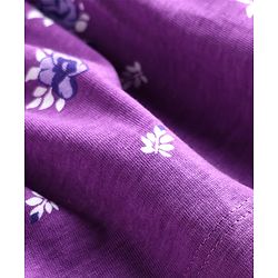 Pine Kids 100% Cotton Knit Half Flutter Sleeves Floral Printed Tiered Frock - Purple