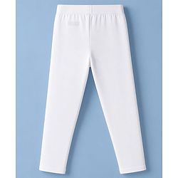 Pine Kids Cotton Lycra Knit Full Length Solid Colour Leggings -  White