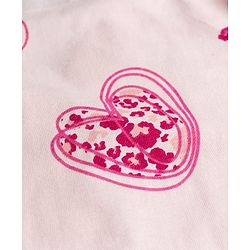 Pine Kids Cotton Knit Half Sleeves Heart Printed Co-Ords Shirt & Pajama Night Suit - Pink