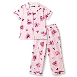 Pine Kids Cotton Knit Half Sleeves Heart Printed Co-Ords Shirt & Pajama Night Suit - Pink