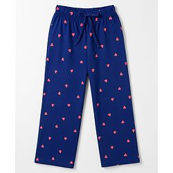 Pine Kids Cotton Knit Half Sleeves T-Shirt & Pajama Night Suit with Hearts & Text Print - Coral