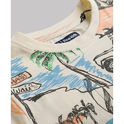 Pine Kids Cotton Knit Half Sleeves Beach Theme Printed Co-Ords T-Shirt & Pyjama Night Suit - Cream
