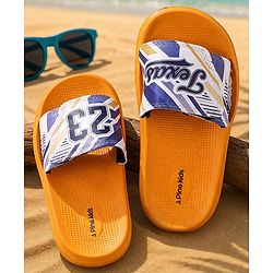 Pine Kids Slip On Sliders With Text Print - Orange