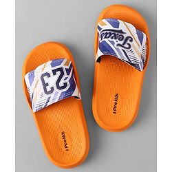 Pine Kids Slip On Sliders With Text Print - Orange