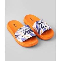 Pine Kids Slip On Sliders With Text Print - Orange