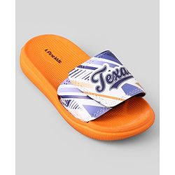 Pine Kids Slip On Sliders With Text Print - Orange