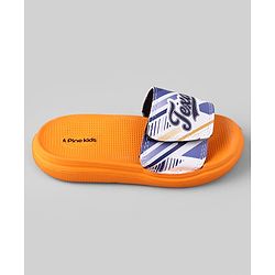 Pine Kids Slip On Sliders With Text Print - Orange