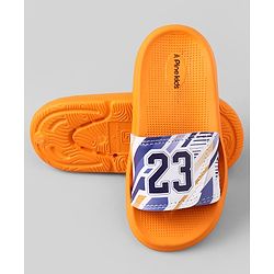 Pine Kids Slip On Sliders With Text Print - Orange