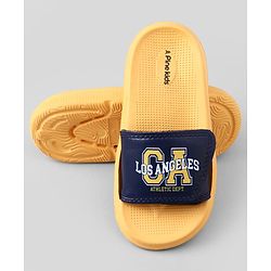 Pine Kids Slip On Sliders With Text Print - Yellow