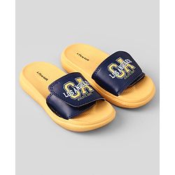 Pine Kids Slip On Sliders With Text Print - Yellow