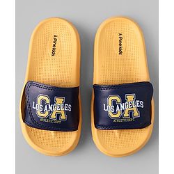 Pine Kids Slip On Sliders With Text Print - Yellow