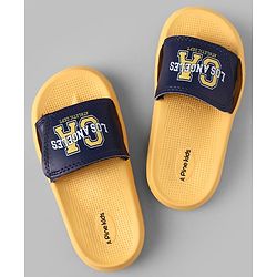 Pine Kids Slip On Sliders With Text Print - Yellow