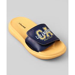 Pine Kids Slip On Sliders With Text Print - Yellow