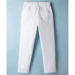 Pine Kids Denim Woven Full Length Solid Color Trousers - White