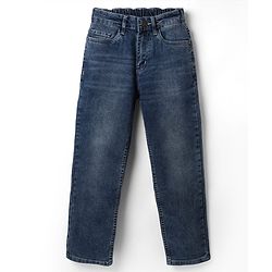 Pine Kids Cotton Blend Denim Full Length Washed Jeans - Blue