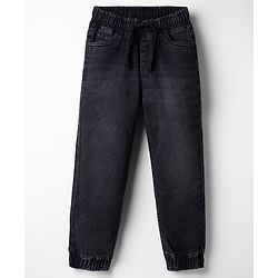 Pine Kids Denim Woven Full Length Solid Jeans in Black
