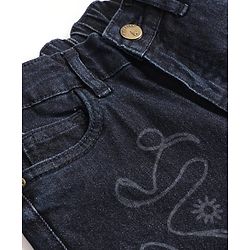 Pine Kids Denim Woven Full Length Jeans with Swirls and Suns Print - Blue