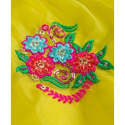 Pine Kids Georgette Woven Sleeveless Floral Embroidered Kurti Salwar Set With Dupatta - Lime Green