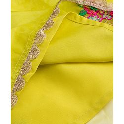 Pine Kids Georgette Woven Sleeveless Floral Embroidered Kurti Salwar Set With Dupatta - Lime Green