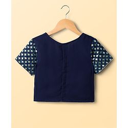 Pine Kids Georgette Woven Half Sleeves Floral Sequinned Choli & Lehenga Set With Dupatta - Navy Blue