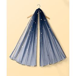 Pine Kids Georgette Woven Half Sleeves Floral Sequinned Choli & Lehenga Set With Dupatta - Navy Blue