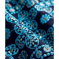 Pine Kids Georgette Woven Half Sleeves Floral Sequinned Choli & Lehenga Set With Dupatta - Navy Blue