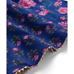Pine Kids Cotton Woven Three Fourth Sleeves Kurti & Salwar Set with Floral Print - Blue