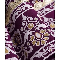 Pine Kids Woven Lehenga Choli and Dupatta with Half Sleeves and Floral Print - Violet