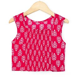 Pine Kids Rayon Woven Sleeveless Bandhani Printed Top Pant Set with Ethnic Jacket - Dark Pink