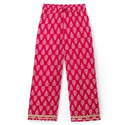 Pine Kids Rayon Woven Sleeveless Bandhani Printed Top Pant Set with Ethnic Jacket - Dark Pink