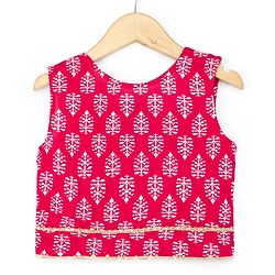 Pine Kids Rayon Woven Sleeveless Bandhani Printed Top Pant Set with Ethnic Jacket - Dark Pink