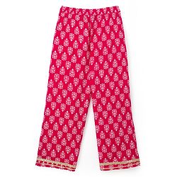 Pine Kids Rayon Woven Sleeveless Bandhani Printed Top Pant Set with Ethnic Jacket - Dark Pink